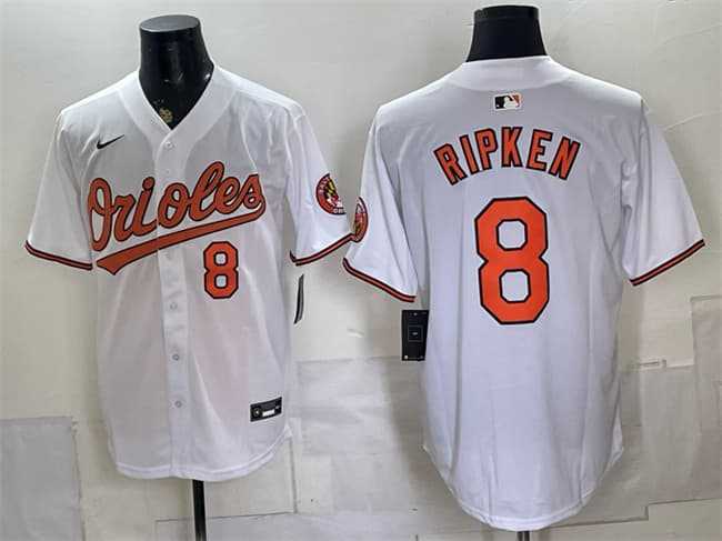 Mens Baltimore Orioles #8 Cal Ripken Jr. White 2025 Home Limited Stitched Jersey->baltimore orioles->MLB Jersey