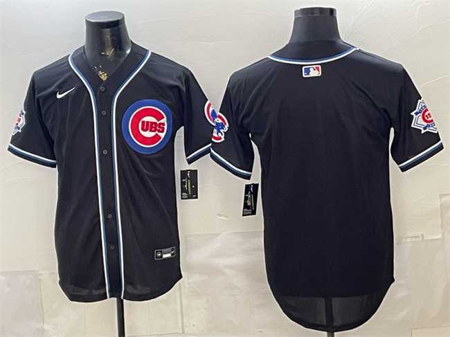 Mens Chicago Cubs Blank 2026 Fashion Replica Black Out Stitched Jersey