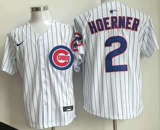 Mens Chicago Cubs #2 Nico Hoerner White Limited Cool Base Jersey