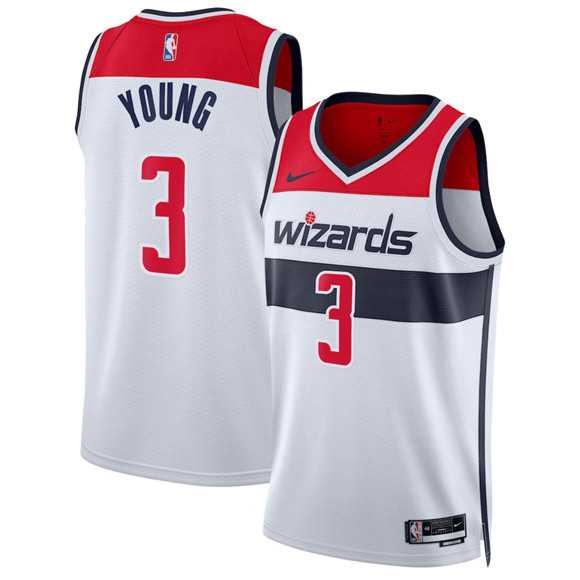 Mens Washington Wizards #3 Trae Young White Association Edition Stitched Jersey Dzhi