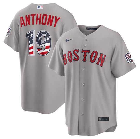 Mens Boston Red Sox #19 Roman Anthony Gray 2026 USA 250 Fourth of July Home Stitched Jersey Dzhi