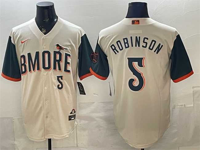 Mens Baltimore Orioles #5 Brooks Robinson Natural 2026 City Connect Stadium Stitched Jersey
