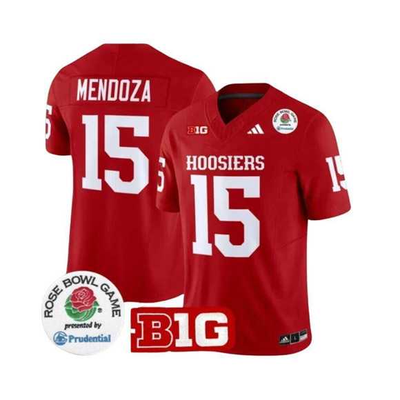 Mens Indiana Hoosiers #15 Fernando Mendoza 2025 F.U.S.E. Rose Bowl Red Stitched Jersey Dzhi