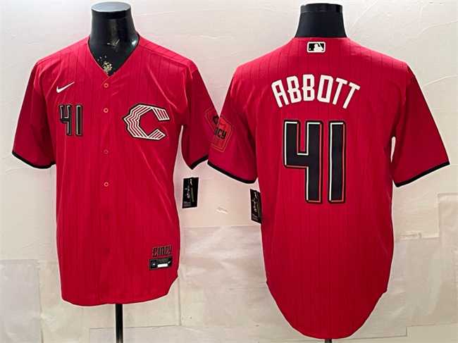 Mens Cincinnati Reds #41 Andrew Abbott Red 2026 City Connect Stadium Stitched Jersey
