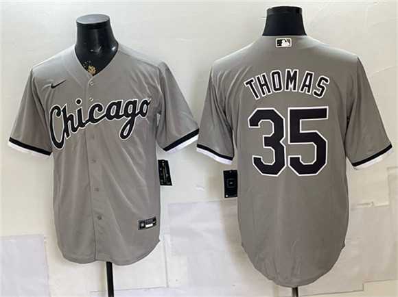 Mens Chicago White Sox #35 Frank Thomas Gray Stitched Jersey