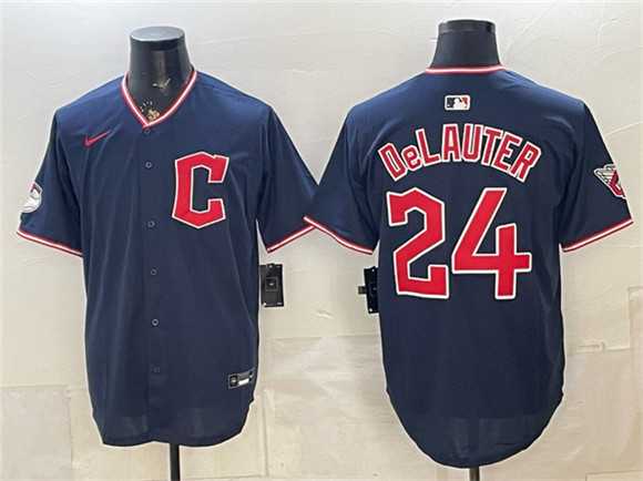 Mens Cleveland Guardians #24 Chase DeLauter Navy Limited Stitched Jersey