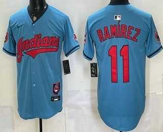 Mens Cleveland Guardians #11 Jose Ramirez Blue Limited Jersey