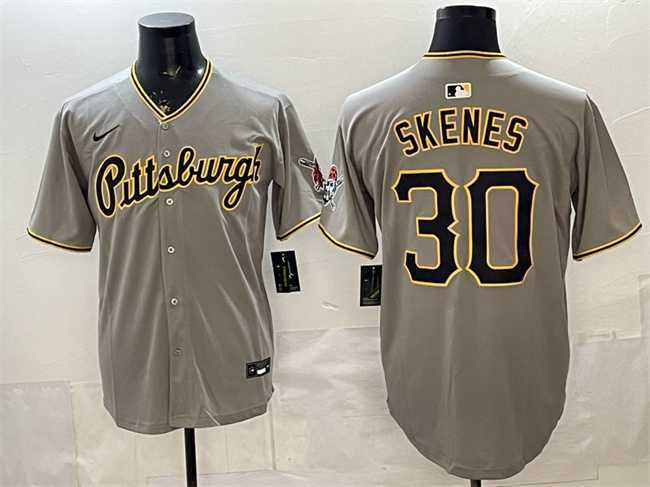 Mens Pittsburgh Pirates #30 Paul Skenes Gray Limited Stitched Jersey