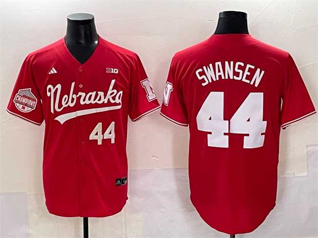Mens Nebraska Huskers #44 Gabe Swansen Red Back-2-Back Champions Patch Vapor Premier Limited Stitched Jersey