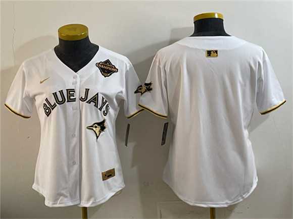 Youth Toronto Blue Jays Blank White Gold 2025 American League Champions Limited Stitched Jersey Dzhi