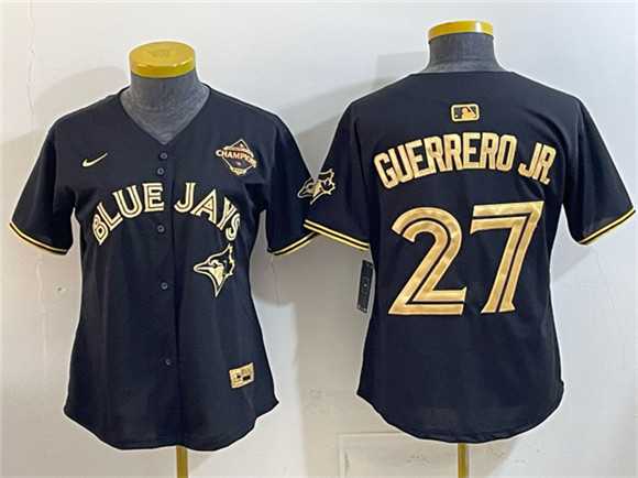 Youth Toronto Blue Jays #27 Vladimir Guerrero Jr. Black Gold 2025 American League Champions Limited Stitched Jersey Dzhi