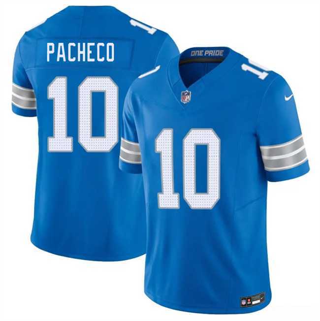Mens Detroit Lions #10 Isiah Pacheco Blue 2026 F.U.S.E. Vapor Limited Stitched Jersey Dzhi