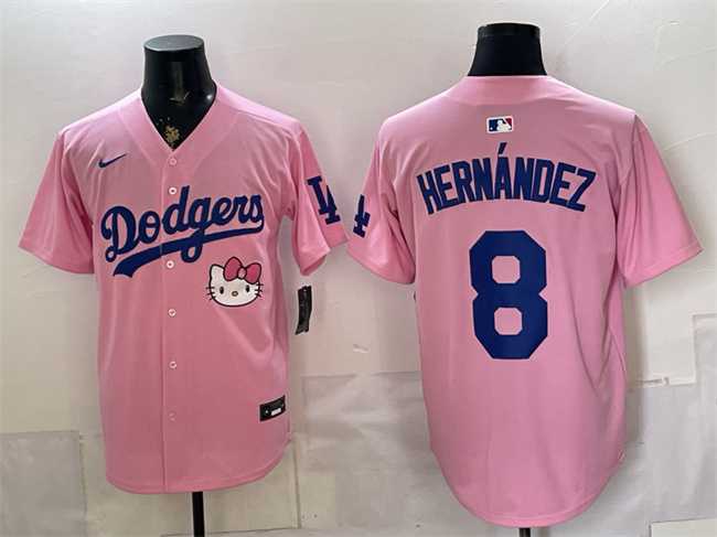 Mens Los Angeles Dodgers #8 Enrique Hernandez Pink 2025 Hello Kitty Vapor Limited Stitched Jersey