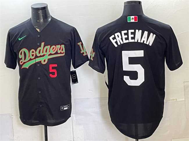 Mens Los Angeles Dodgers #5 Freddie Freeman Black Mexico Limited Stitched Jersey Dzhi