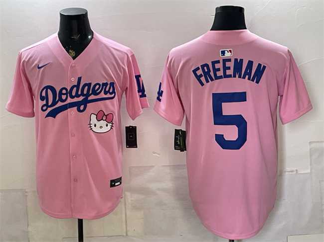 Mens Los Angeles Dodgers #5 Freddie Freeman Pink 2025 Hello Kitty Vapor Limited Stitched Jersey