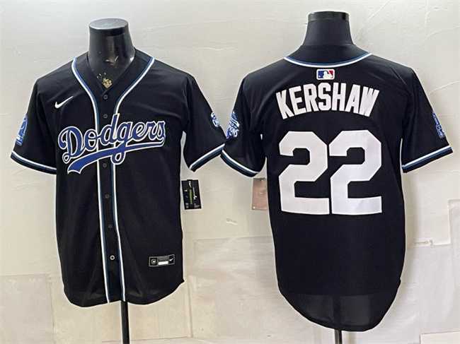 Mens Los Angeles Dodgers #22 Clayton Kershaw B2B Champs 2026 Black Out Style Vapor Limited Stitched Jersey