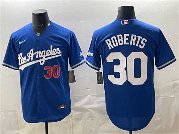 Mens Los Angeles Dodgers #30 Dave Roberts Royal Alternate Stadium Stitched Jersey