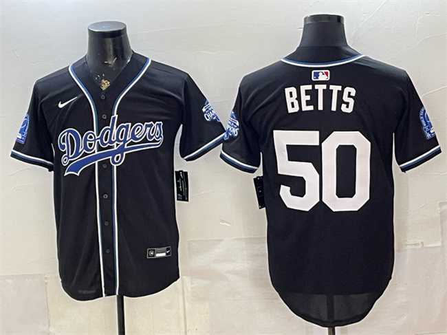 Mens Los Angeles Dodgers #50 Mookie Betts B2B Champs 2026 Black Out Style Vapor Limited Stitched Jersey
