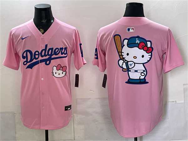 Mens Los Angeles Dodgers Team Big Logo Pink 2025 Hello Kitty Vapor Limited Stitched Jersey Dzhi
