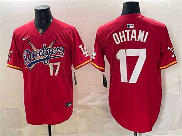 Mens Los Angeles Dodgers x One Piece #17 Shohei Ohtani Red Vapor Premier Limited Stitched Jersey