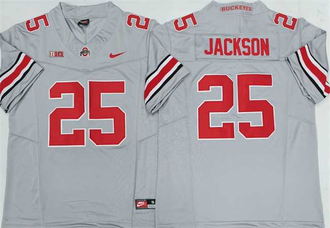 Mens Ohio State Buckeyes #25 Lamar Bo Jackson Gray 2025 F.U.S.E. Limited Stitched Jersey