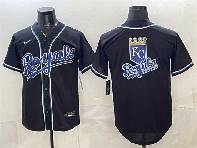 Mens Kansas City Royals Team Big Logo 2026 Fashion Replica Black Out Stitched Jerseys