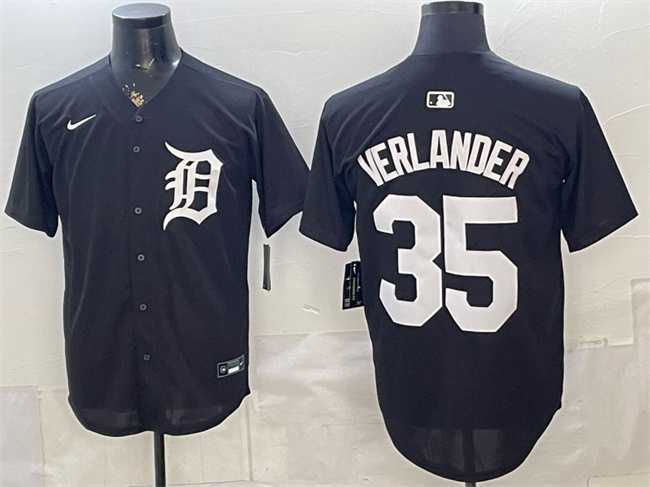 Mens Detroit Tigers #35 Justin Verlander Black Limited Stitched Jersey