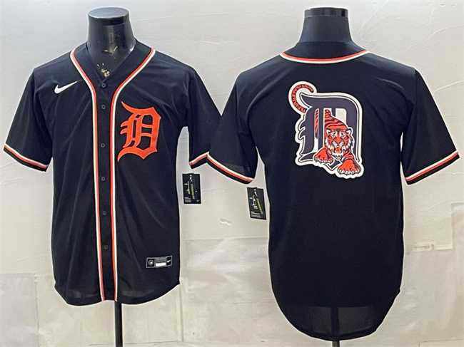 Mens Detroit Tigers Team Big Logo 2026 Fashion Replica Black Out Stitched Jersey