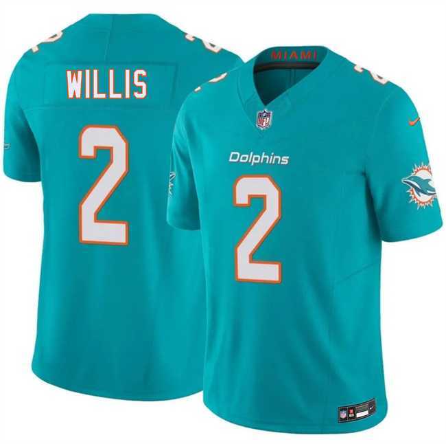 Mens Miami Dolphins #2 Malik Willis Aqua 2026 F.U.S.E. Vapor Limited Stitched Jersey Dzhi