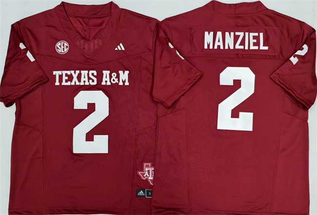 Mens Texas A&M Aggies Lions #2 Johnny Manziel Red 2025 F.U.S.E. Stitched Jersey