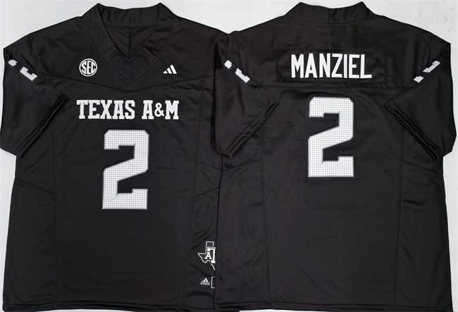 Mens Texas A&M Aggies Lions #2 Johnny Manziel Black 2025 F.U.S.E. Stitched Jersey