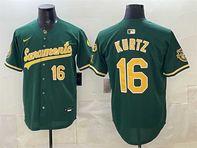Mens Oakland Athletics #16 Nick Kurtz 2026 Green Alternate Sacramento Celebrating 125 Years Vapor Limited Stitched Jersey