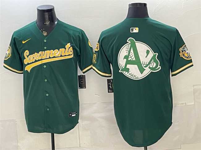 Mens Oakland Athletics Team Big Logo 2026 Green Alternate Sacramento Celebrating 125 Years Vapor Limited Stitched Jerseys