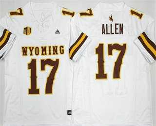 Mens Wyoming Cowboys #17 Josh Allen Limited White FUSE College Jersey