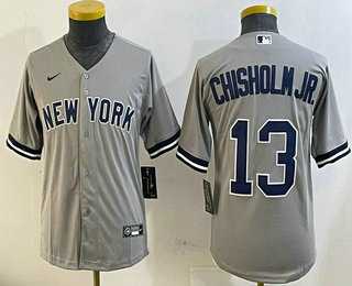 Youth New York Yankees #13 Jazz Chisholm Jr Grey Cool Base Stitched Jersey