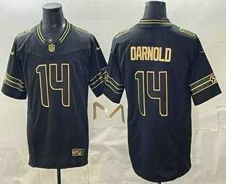 Mens Seattle Seahawks #14 Sam Darnold Limited Black Gold FUSE Vapor Jersey Dzhi->->