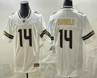 Mens Seattle Seahawks #14 Sam Darnold Limited White Gold FUSE Vapor Jersey Dzhi->->