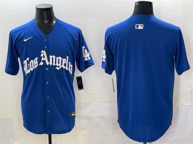 Mens Los Angeles Dodgers Blank Blue 2025 LA Gothic Style With Fernando Patch Vapor Premier Limited Stitched Jersey