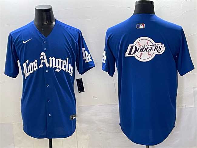 Mens Los Angeles Dodgers Team Big Logo Blue 2025 LA Gothic Style With Fernando Patch Vapor Premier Limited Stitched Jersey