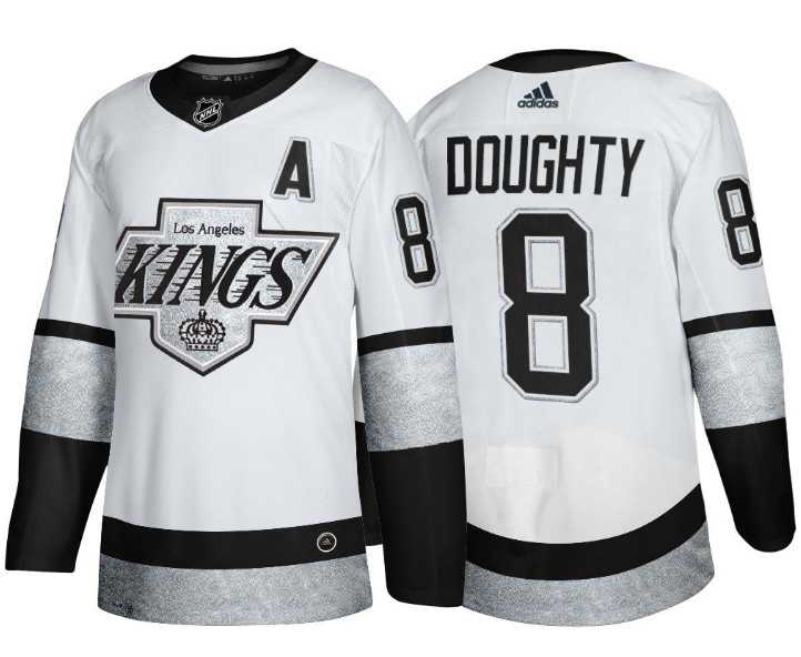 Mens Los Angeles Kings #8 Drew Doughty White Throwback Stitched Jersey Dzhi