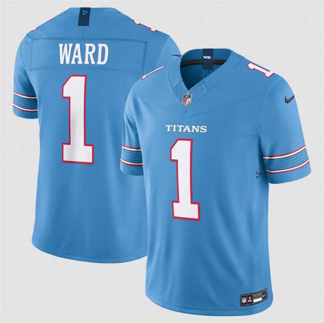 Mens Tennessee Titans #1 Cameron Ward Light Blue 2026 F.U.S.E. Vapor Limited Stitched Jersey Dzhi->->