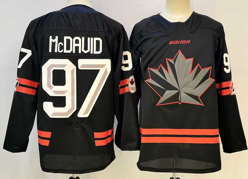 Mens Canada Hockey #97 Connor McDavid Black Stitched Jersey