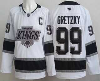 Mens Los Angeles Kings #99 Wayne Gretzky White Authentic Jersey