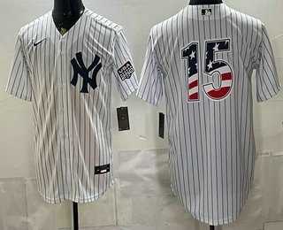 Mens New York Yankees #15 Thurman Munson White 2026 USA 250 Fourth of July Home Stadium Stitched Jersey Dzhi