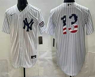 Mens New York Yankees #13 Jazz Chisholm Jr White 2026 USA 250 Fourth of July Home Stadium Stitched Jersey Dzhi