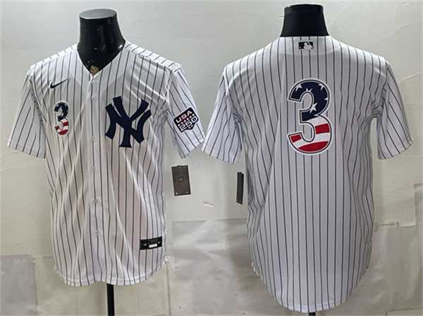 Mens New York Yankees #3 Babe Ruth White 2026 USA 250 Fourth of July Home Stadium Stitched Baseball Jersey Dzhi