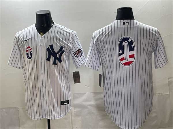 Mens New York Yankees #0 Marcus Stroman White 2026 USA 250 Fourth of July Home Stadium Stitched Baseball Jersey Dzhi