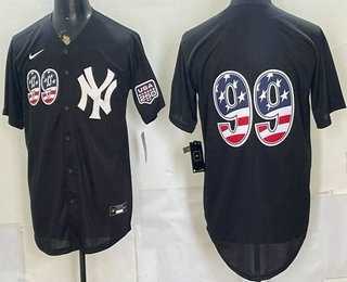 Mens New York Yankees #99 Aaron Judge Black USA 250 Fourth of July Stitched Jersey Dzhi