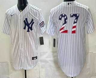 Mens New York Yankees #27 Giancarlo Stanton White 2026 USA 250 Fourth of July Home Stadium Stitched Jersey Dzhi
