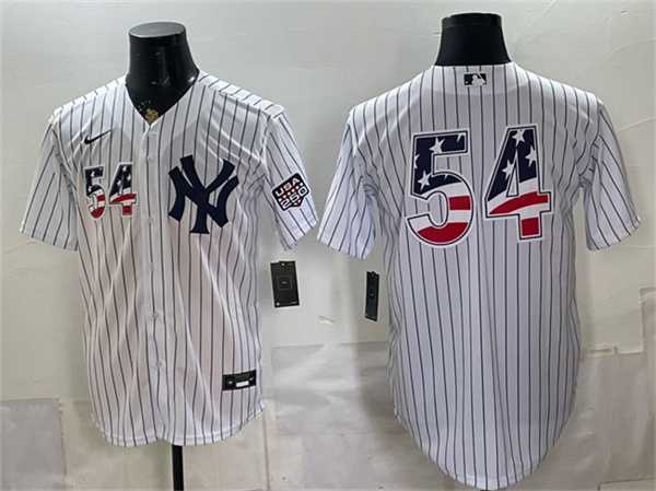 Mens New York Yankees #54 Max Fried White 2026 USA 250 Fourth of July Home Stadium Stitched Baseball Jersey Dzhi